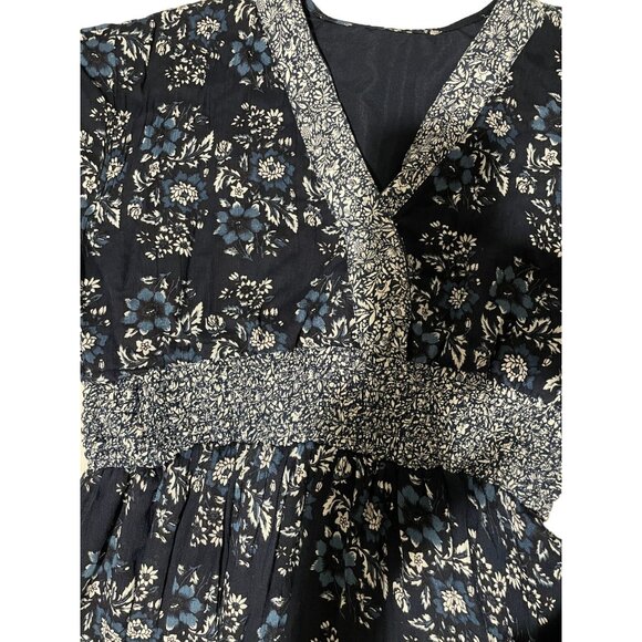 Bohemian Floral Midi Dress With Smocked Waist & Ruffled Sleeves  Size Medium - Picture 15 of 15